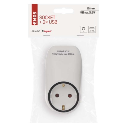 Steckdose + 2x USB SCHUKO