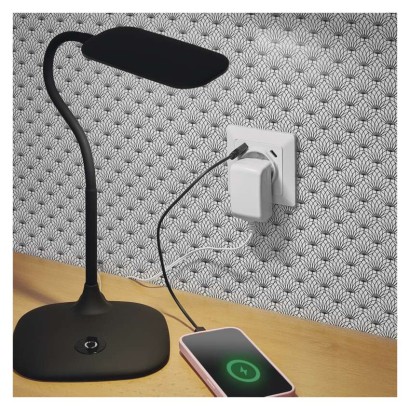 Lizdas su USB-A+C 2,1 A maks., baltas 