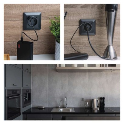 Steckdose mit USB-A+USB-C., anthrazit