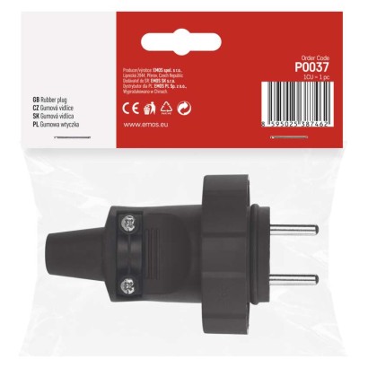 Wtyczka prosta IP65 guma czarna