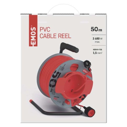 Predlžovací kábel na bubne 50 m / 1 zásuvka / červený / PVC / 230 V / 1,5 mm2