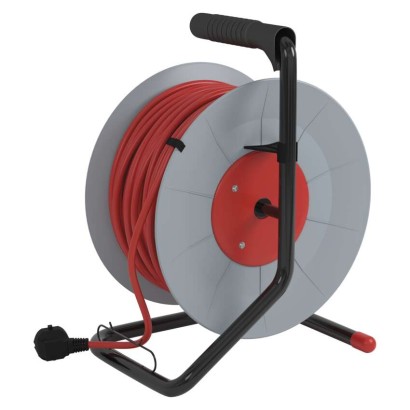 Prodlužovací kabel na bubnu 50 m / 4 zásuvky / červený / PVC / 230 V / 1,5 mm2