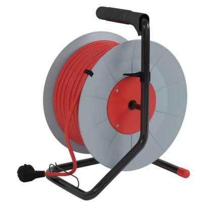 Przedłużacz bębnowy 50 m / 4 gniazda / z wyłącznikiem / czerwony / PVC / 230 V / 1,5 mm2