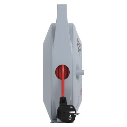 Przedłużacz zwijany 10 m / 4 gniazda / czerwony / PVC / 230 V / 1 mm2