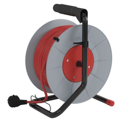 Predlžovací kábel na bubne 30 m / 4 zásuvky / červený / PVC / 230 V / 1 mm2