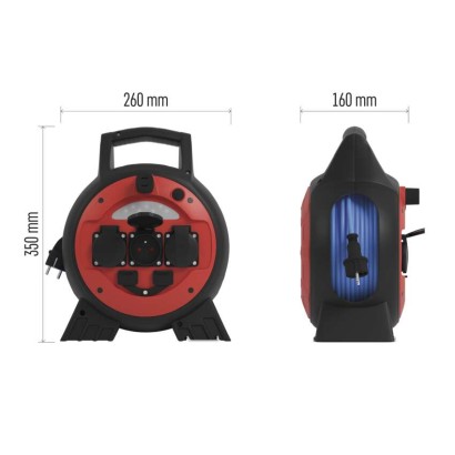 Przedłużacz zwijany mrozoodporny 20 m / 3 gniazda / niebieski / PVC / 230 V / 1,5 mm2