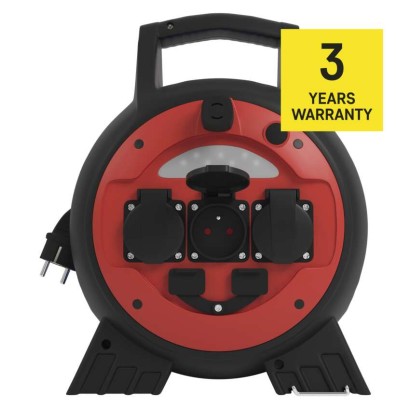 Przedłużacz zwijany mrozoodporny 20 m / 3 gniazda / niebieski / PVC / 230 V / 1,5 mm2
