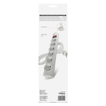 Přepěťová ochrana – 6 zásuvek, 3 m, bílá