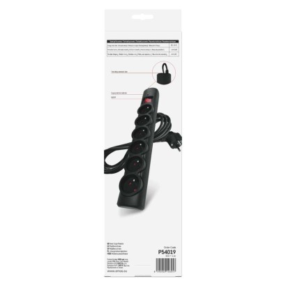 Přepěťová ochrana – 6 zásuvek, 3 m, černá
