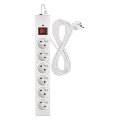 Přepěťová ochrana – 6 zásuvek, 5 m, bílá