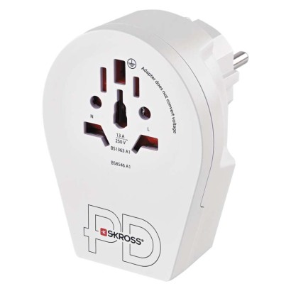 Cestovný univerzálny adaptér pre cudzincov do strednej Európy, 1×USB-C, 1×USB-A