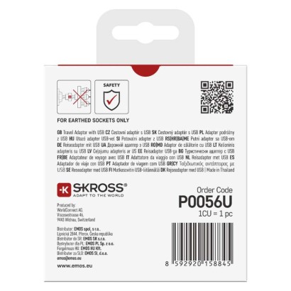 Universal Reiseadapter für Ausland – Amerika, Asien, Afrika, 1×USB-C, 1×USB-A
