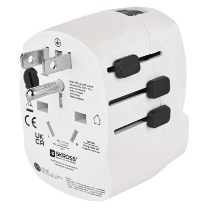 Universal Reiseadapter für Ausland – Amerika, Asien, Afrika, 1×USB-C, 1×USB-A