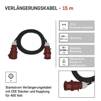 CEE Verlängerungskabel 5x32A, 15m