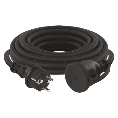 Verlängerungskabel 5 m / 1 Steckdose / schwarz / Gummi-Neopren / 250 V / 1,5 mm2