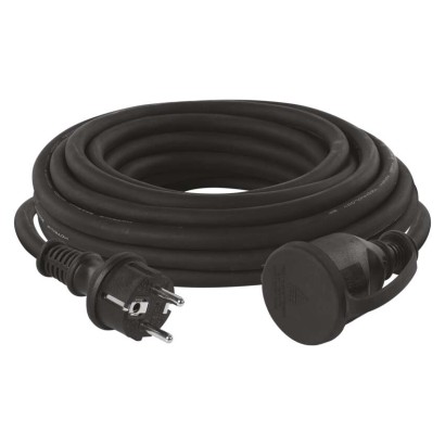 Verlängerungskabel 10 m / 1 Steckdose / schwarz / Gummi-Neopren / 250 V / 2,5 mm2