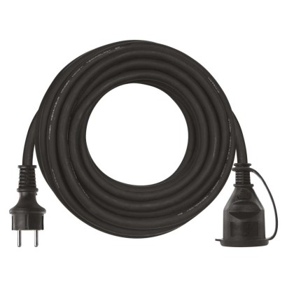 Verlängerungskabel 10 m / 1 Steckdose / schwarz / Gummi-Neopren / 250 V / 2,5 mm2