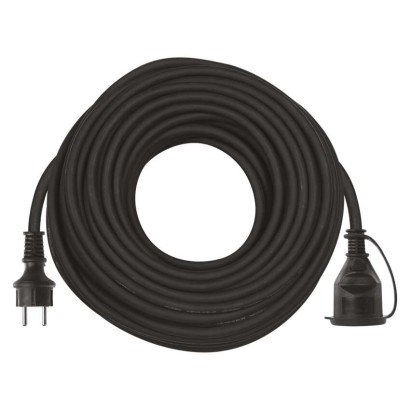 Verlängerungskabel 30 m / 1 Steckdose / schwarz / Gummi-Neopren / 250 V / 1,5 mm2