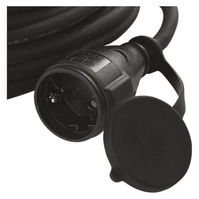 Verlängerungskabel 30 m / 1 Steckdose / schwarz / Gummi-Neopren / 250 V / 1,5 mm2