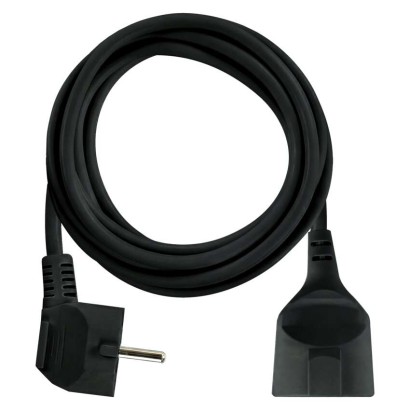 Ilgintuvas 3 m / 1 lizdas / juodas / PVC / 1,5 mm2 