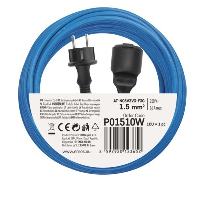 Vremensko odporen podaljševalni kabel 10 m / 1 vtičnica / črna / PVC / 230 V / 1,5 mm2