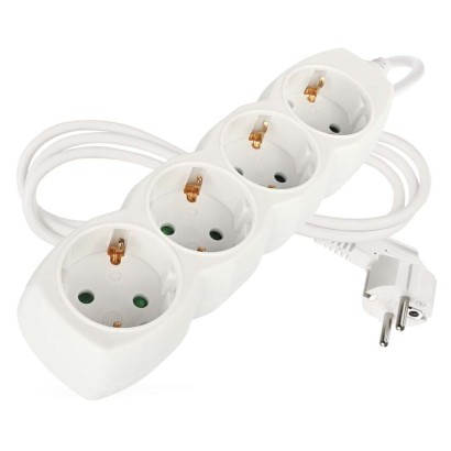 Podaljšek 1,5 m / 4 vtičnice / beli / PVC / 1 mm2