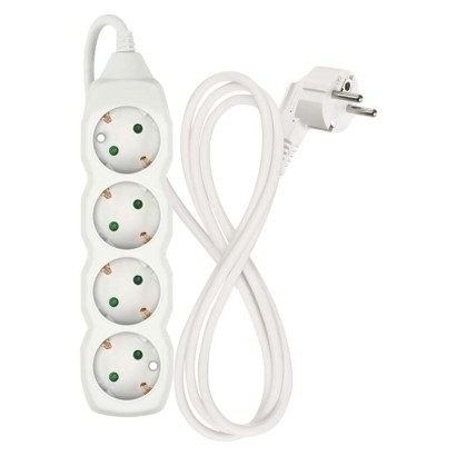 Podaljšek 1,5 m / 4 vtičnice / beli / PVC / 1 mm2
