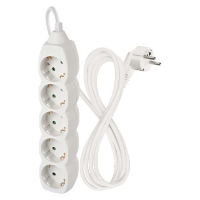 Pikendusjuhe 2 m  /  5 pesa  /  valge  /  PVC  /  1 mm2