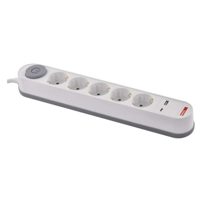 Pagarinātājs, 3 m / 5 kontaktligzdas / ar slēdzi / balts / 1× USB-A + 1× USB-C / 1,5 mm2