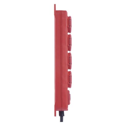 Hosszabbító 10 m / 4 aljzat / kapcsolós / fekete-piros / gumi-neoprén / 1,5 mm2