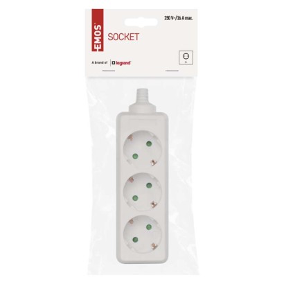 Steckdosenleiste ohne Kabel, 3 Steckdosen SCHUKO