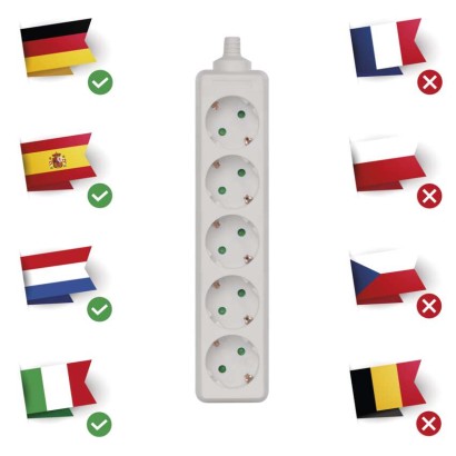 Steckdosenleiste ohne Kabel, 5 Steckdosen SCHUKO