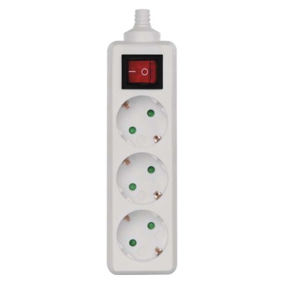 Steckdosenleiste ohne Kabel, 3 Steckdosen, Schalter SCHUKO