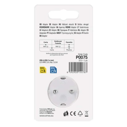 Daugiafunkcinė rozetė 1×, 1×USB-A + 1×USB-C, balta