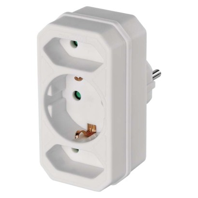 Mehrfachsteckdose, 2x Euro + 1x Schuko Steckdose, weiss