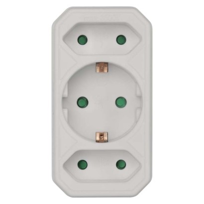 Mehrfachsteckdose, 2x Euro + 1x Schuko Steckdose, weiss