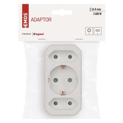Mehrfachsteckdose, 2x Euro + 1x Schuko Steckdose, weiss