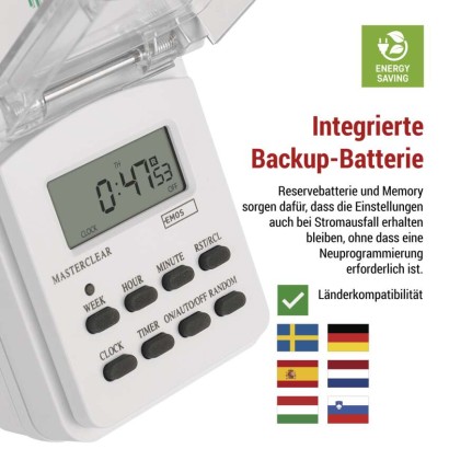 Digitale Zeitschaltuhr, IP44 für den Außenbereich