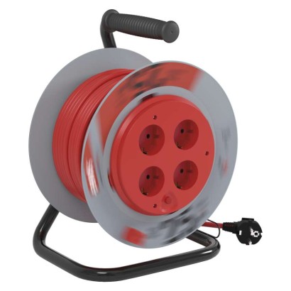 PVC Kabeltrommel mit fester Mitte – 4 Steckdosen 25m 1,5mm2 SCHUKO