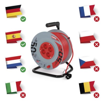 PVC Kabeltrommel – 4 Steckdosen, 50m, 1,5mm2 SCHUKO