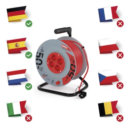 PVC Kabeltrommel – 4 Steckdosen, 50m, 1,5mm2 SCHUKO