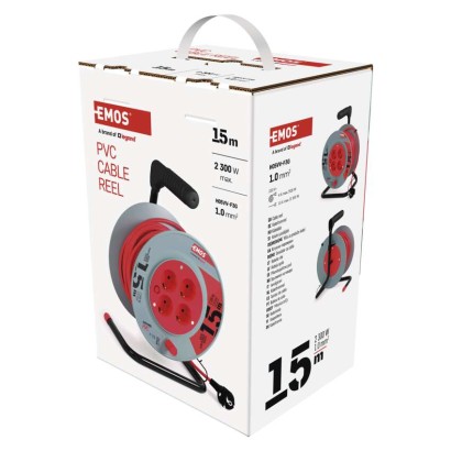 Ilginamojo kabelio ritė 15 m / 4 lizdai / juoda / PVC / 230 V / 1 mm2 