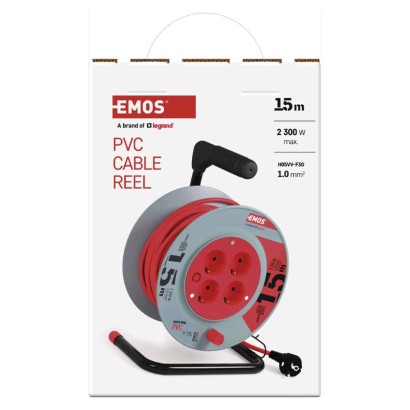 Ilginamojo kabelio ritė 15 m / 4 lizdai / juoda / PVC / 230 V / 1 mm2 