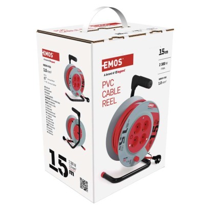 Ilginamojo kabelio ritė 15 m / 4 lizdai / juoda / PVC / 230 V / 1 mm2 