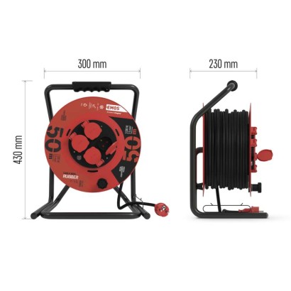 Gummi-Kabeltrommel – 4 Steckdosen, 50m, 2,5mm2 