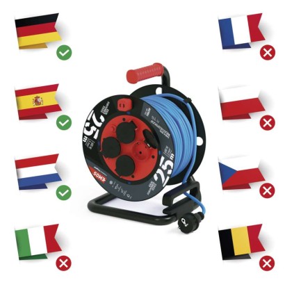 Wetterfeste Kabeltrommel 25 m / 4 Steckdosen / blau / PVC / 230 V / 1,5 mm2
