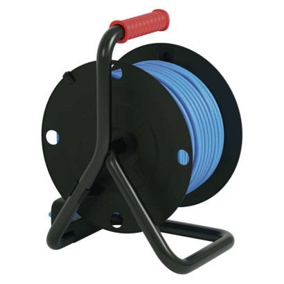 Wetterfeste Kabeltrommel 25 m / 4 Steckdosen / blau / PVC / 230 V / 1,5 mm2