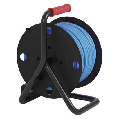 Wetterfeste Kabeltrommel 50 m / 4 Steckdosen / blau / PVC / 230 V / 1,5 mm2