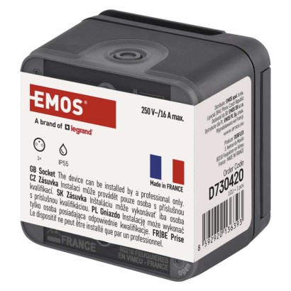 EMOS Cyklone gniazdo pojedyncze natynkowe IP55