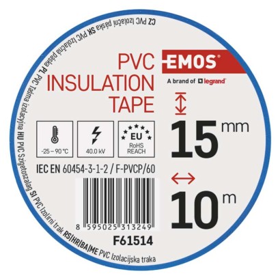 Izolační páska PVC 15mm / 10m modrá, 10 ks